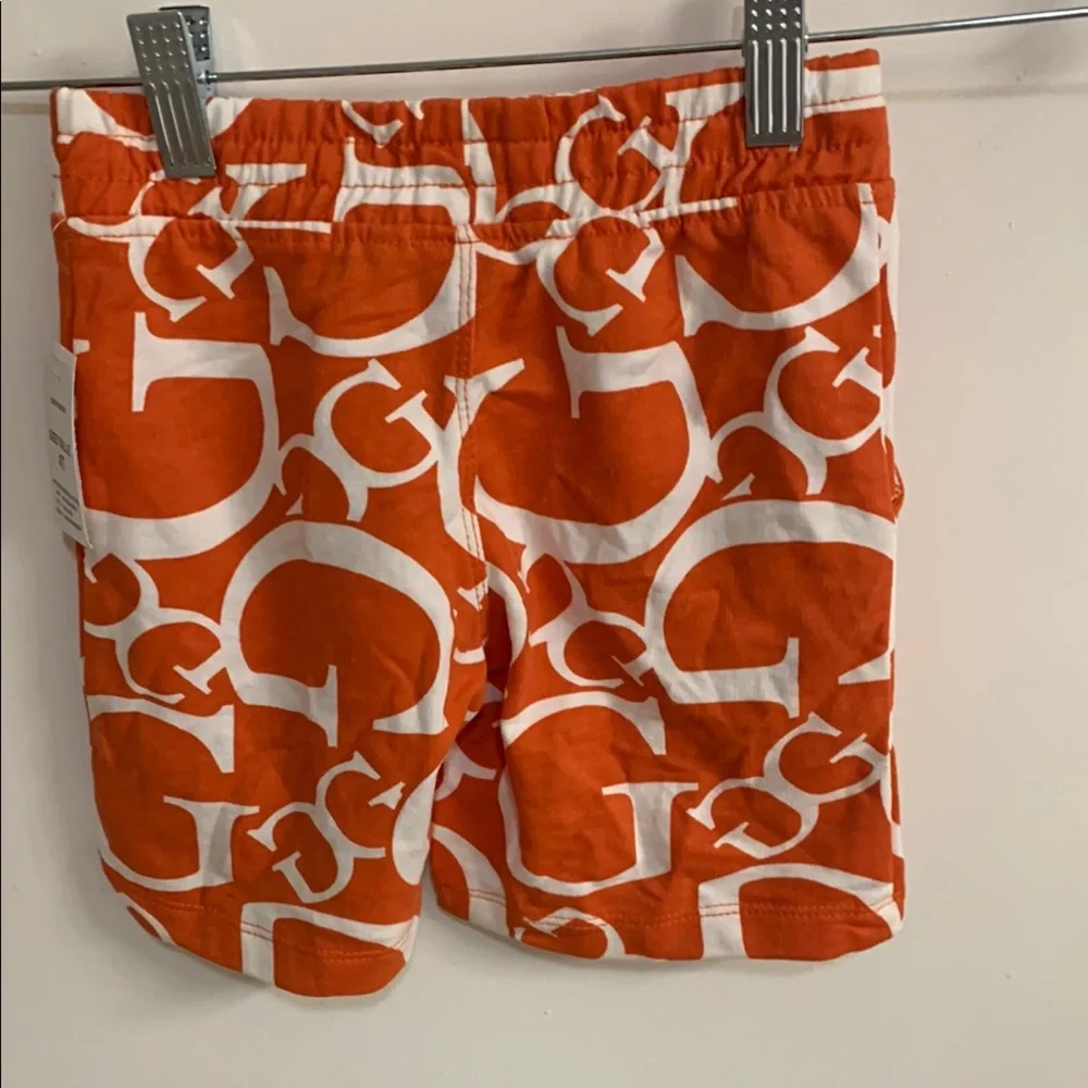 NWT Guess Orange and White Abstract Pattern Shorts kids 4T